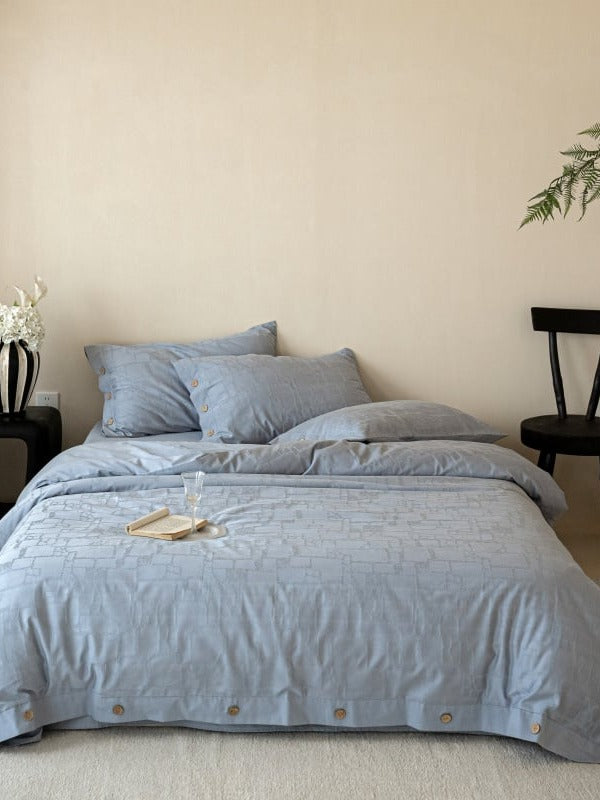 Petal Relief Cotton Jacquard Duvet Cover Set original reference image 7
