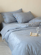 Petal Relief Cotton Jacquard Duvet Cover Set original reference image 9