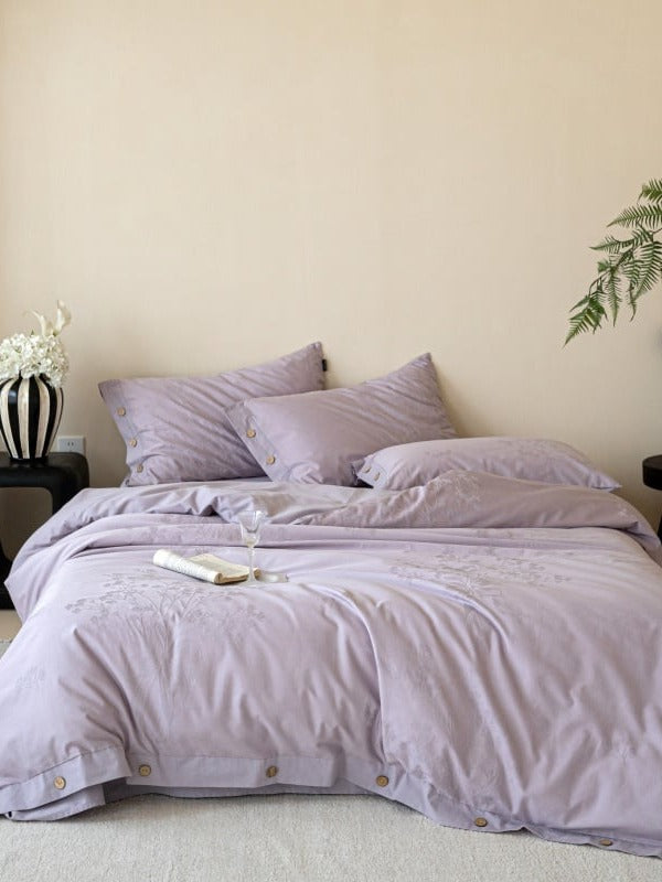 Petal Relief Cotton Jacquard Duvet Cover Set original reference image 13
