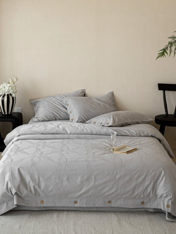 Petal Relief Cotton Jacquard Duvet Cover Set original reference image 19