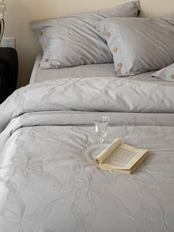 Petal Relief Cotton Jacquard Duvet Cover Set original reference image 20