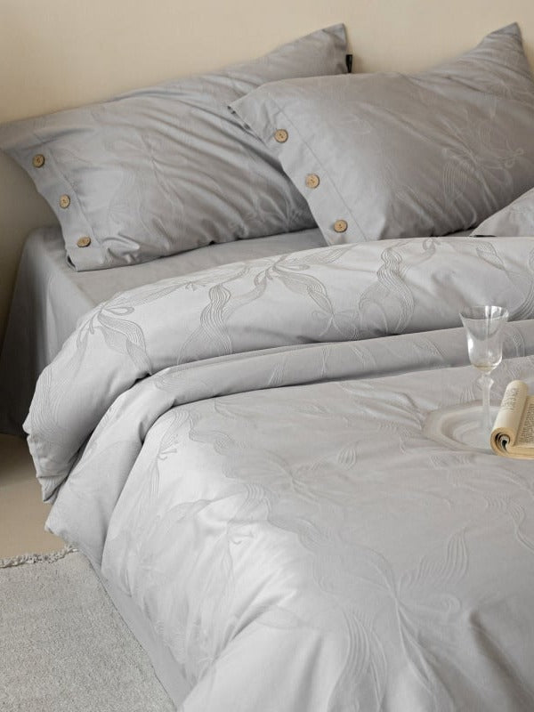 Petal Relief Cotton Jacquard Duvet Cover Set original reference image 21