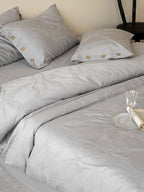 Petal Relief Cotton Jacquard Duvet Cover Set original reference image 22