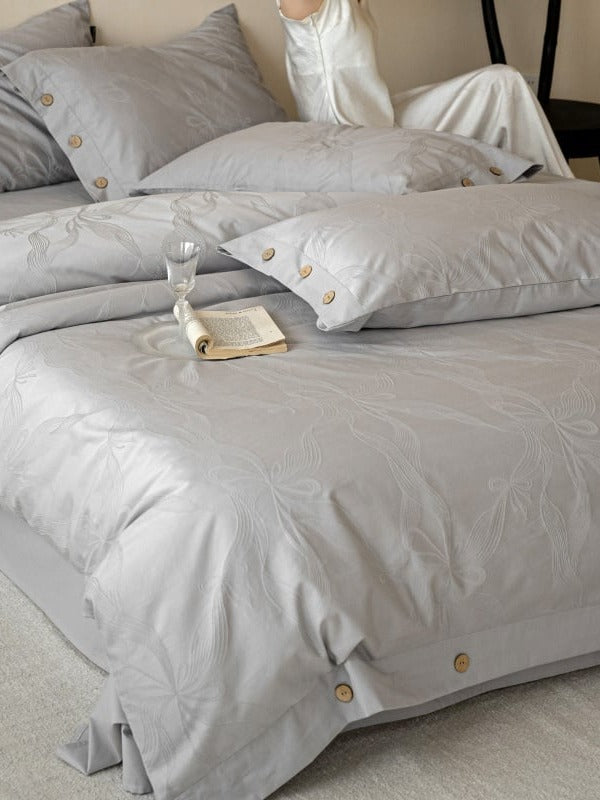 Petal Relief Cotton Jacquard Duvet Cover Set original reference image 23