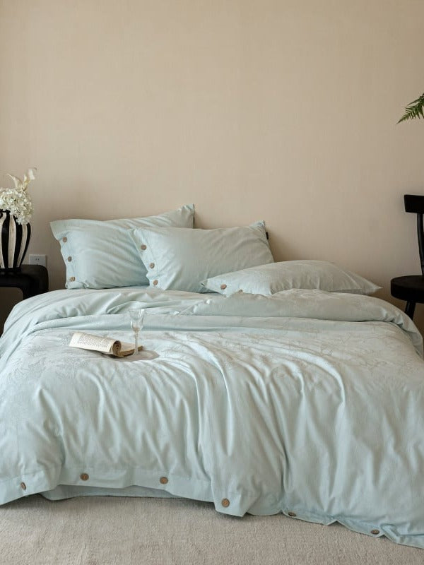 Petal Relief Cotton Jacquard Duvet Cover Set original reference image 25