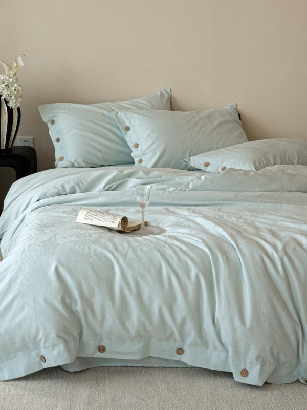 Petal Relief Cotton Jacquard Duvet Cover Set original reference image 27