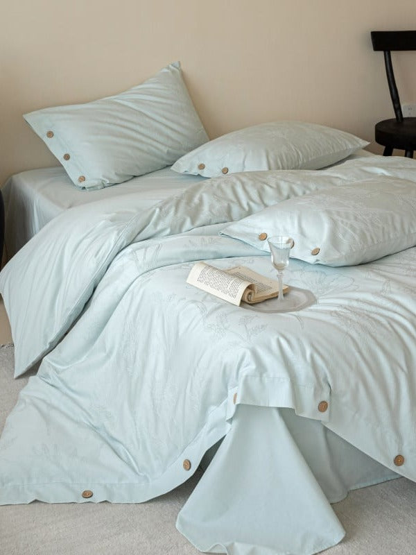 Petal Relief Cotton Jacquard Duvet Cover Set original reference image 30