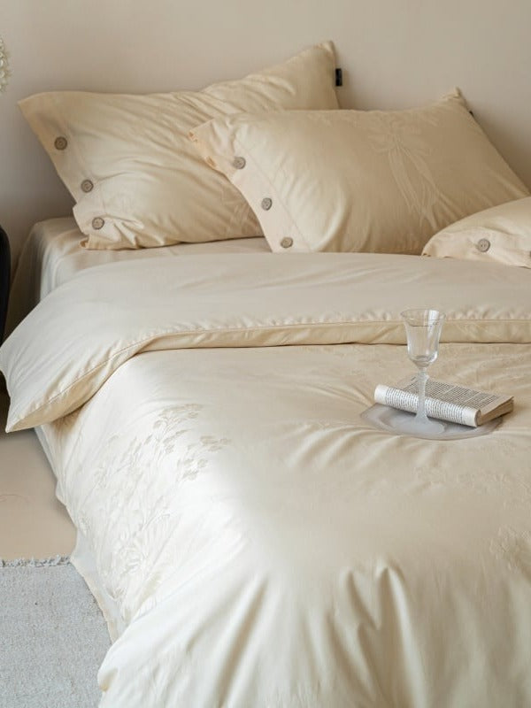 Petal Relief Cotton Jacquard Duvet Cover Set original reference image 33