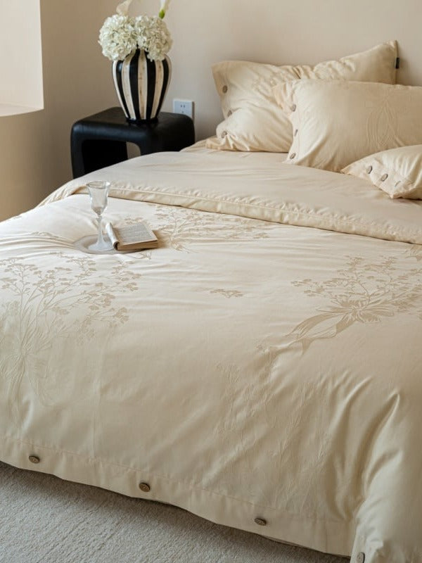 Petal Relief Cotton Jacquard Duvet Cover Set original reference image 34
