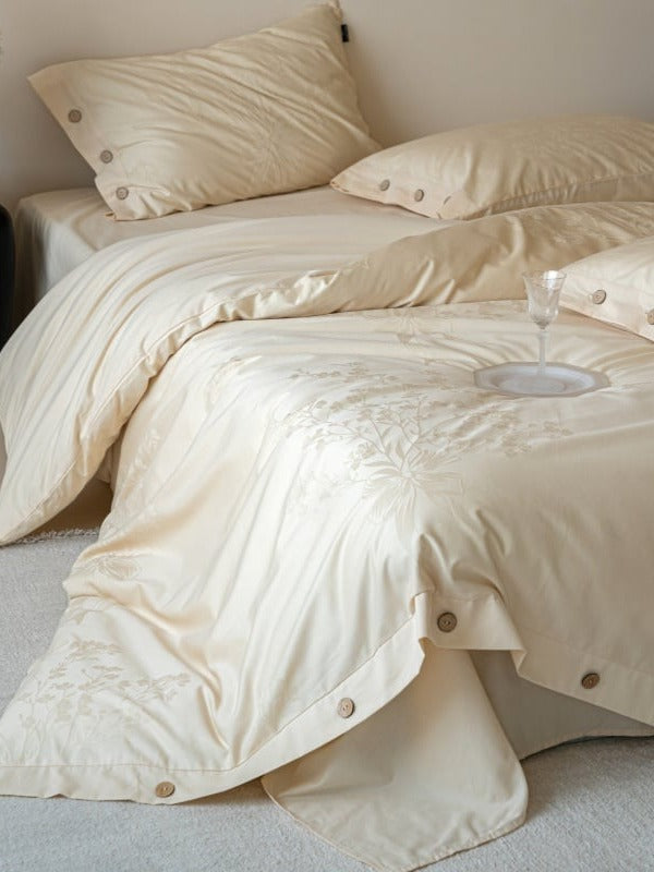 Petal Relief Cotton Jacquard Duvet Cover Set original reference image 36