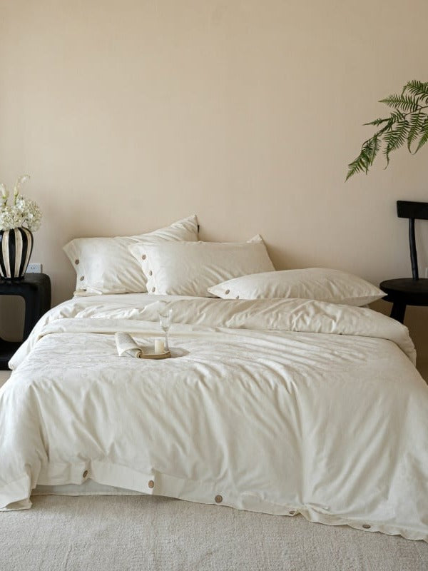 Petal Relief Cotton Jacquard Duvet Cover Set original reference image 44