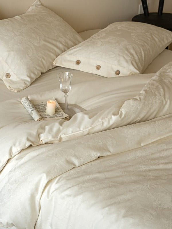 Petal Relief Cotton Jacquard Duvet Cover Set original reference image 47