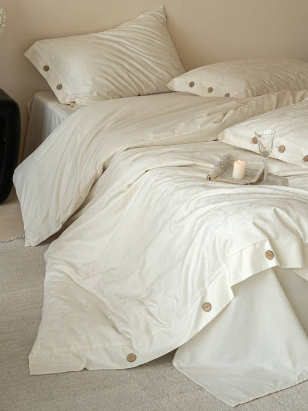 Petal Relief Cotton Jacquard Duvet Cover Set original reference image 48