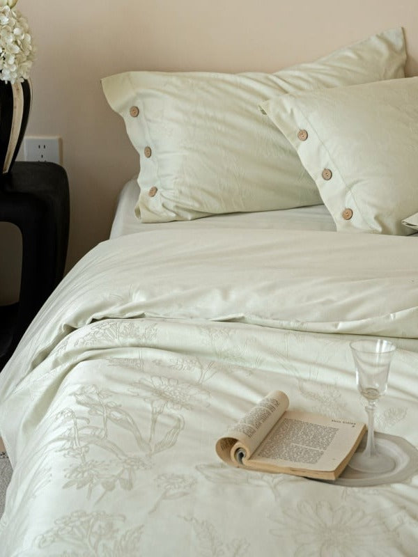 Petal Relief Cotton Jacquard Duvet Cover Set original reference image 51