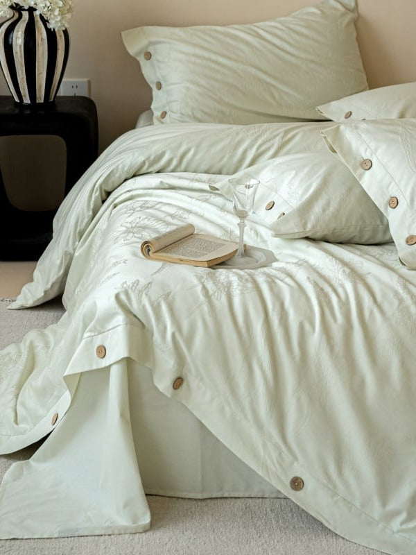 Petal Relief Cotton Jacquard Duvet Cover Set original reference image 54