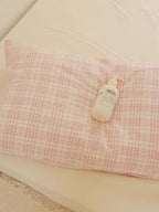 Soft Pink Plaid Cotton Duvet Cover