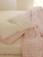 Soft Pink Plaid Cotton Duvet Cover