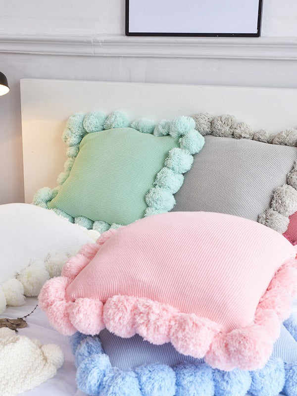 Pom Cloud Cotton Throw Pillow original reference image 9