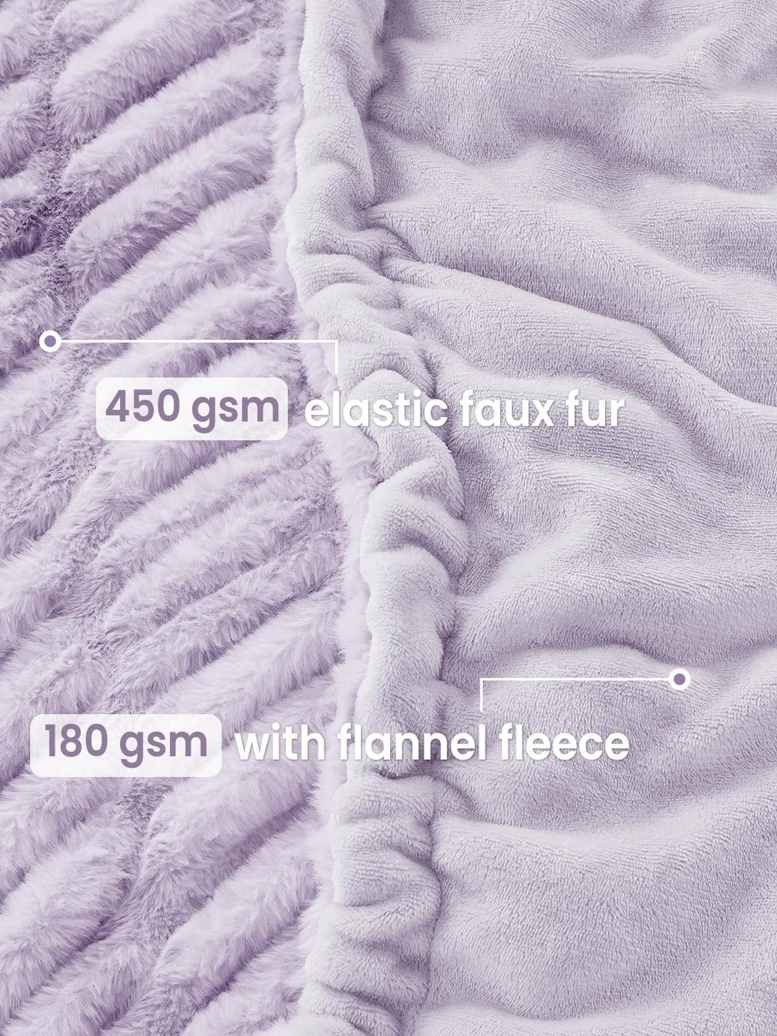 Purple Cinched Faux Fur Blanket