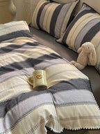 Rhythm Stripe Brushed Cotton Duvet Cover Set original reference image 3
