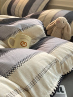 Rhythm Stripe Brushed Cotton Duvet Cover Set original reference image 4