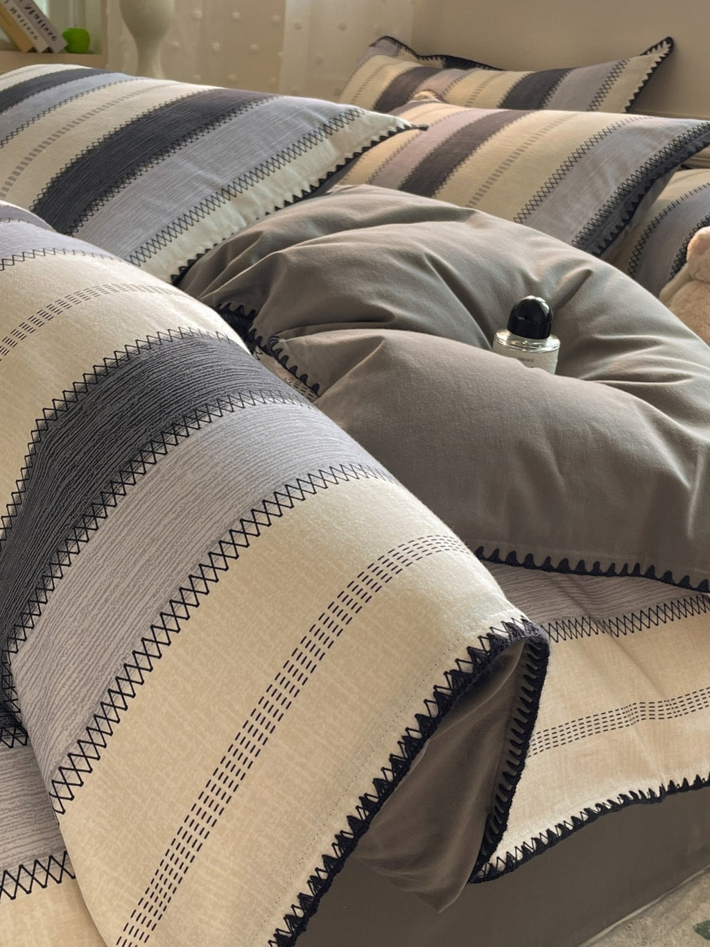 Rhythm Stripe Brushed Cotton Duvet Cover Set original reference image 8