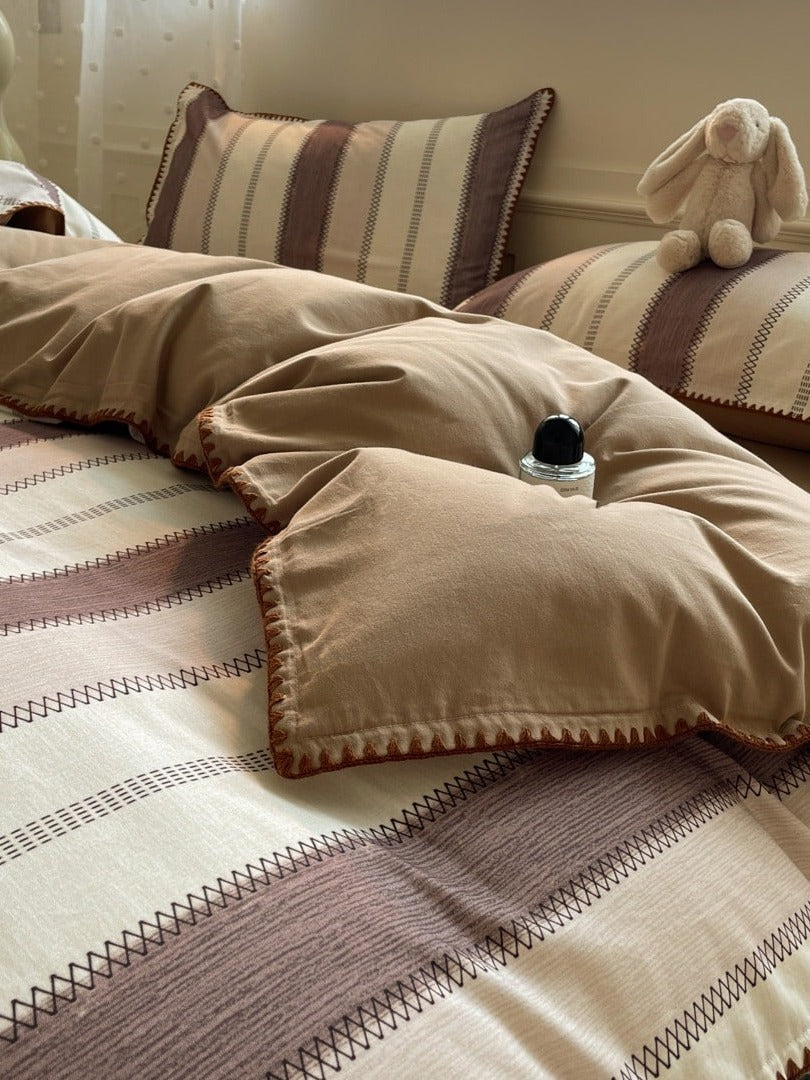 Rhythm Stripe Brushed Cotton Duvet Cover Set original reference image 10