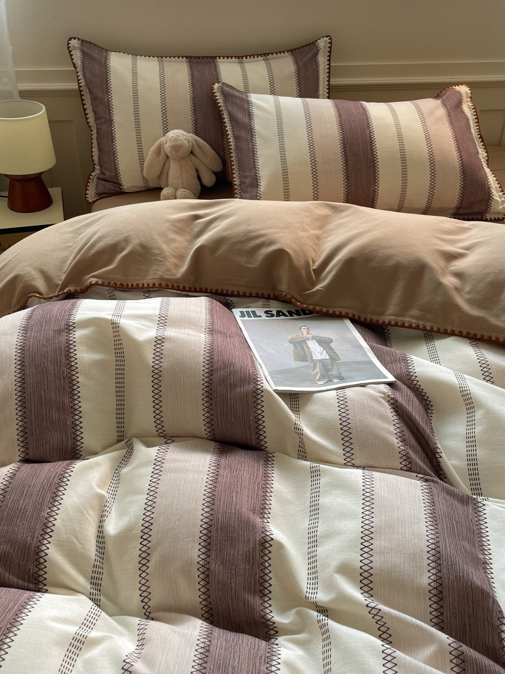 Rhythm Stripe Brushed Cotton Duvet Cover Set original reference image 13