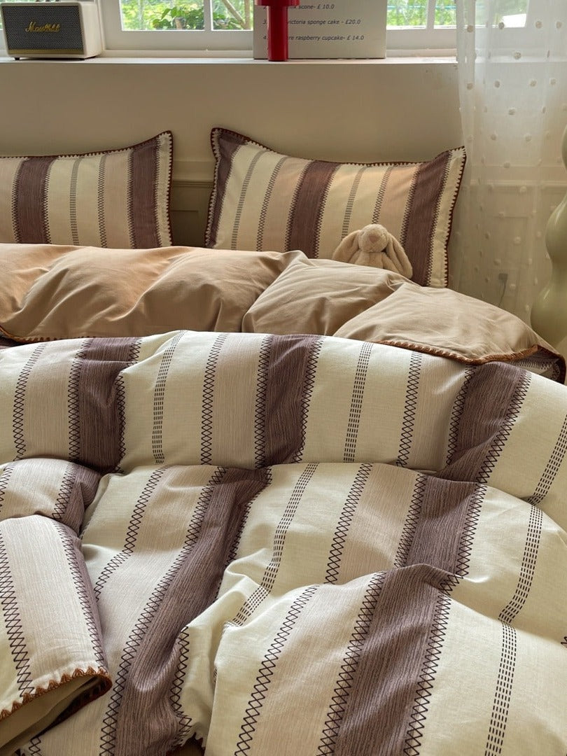 Rhythm Stripe Brushed Cotton Duvet Cover Set original reference image 14