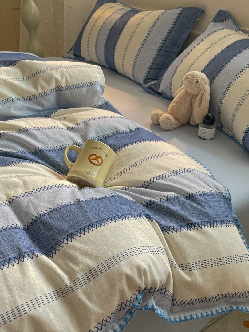 Rhythm Stripe Brushed Cotton Duvet Cover Set original reference image 23