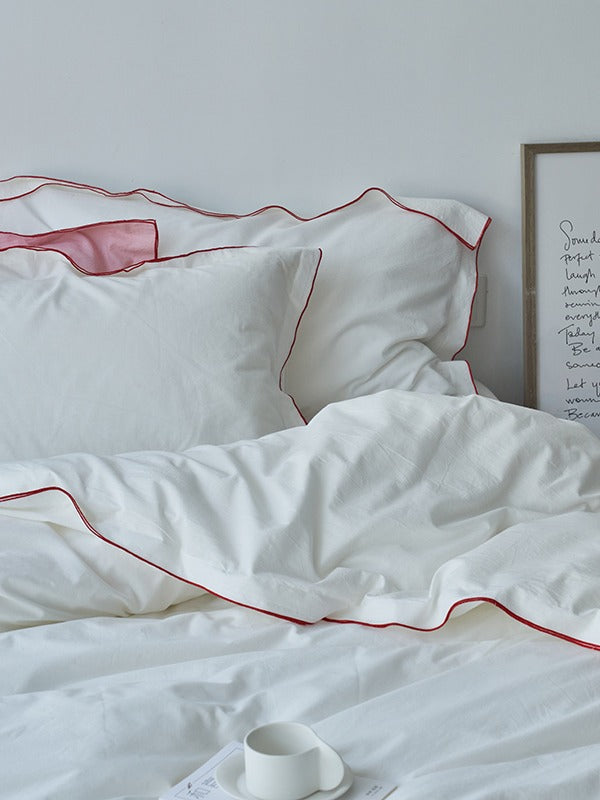 Rivelle Contrast-Trim Washed Cotton Duvet Cover original reference image 1