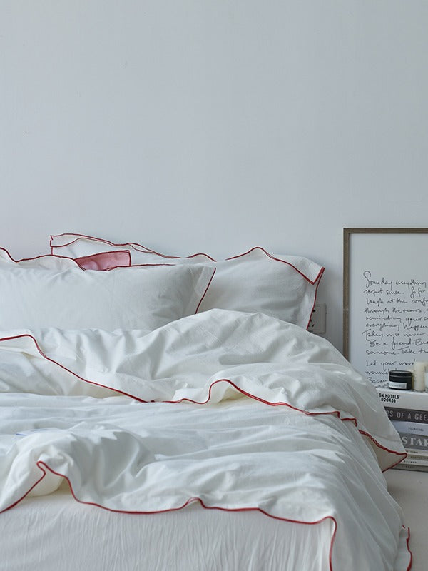 Rivelle Contrast-Trim Washed Cotton Duvet Cover original reference image 2