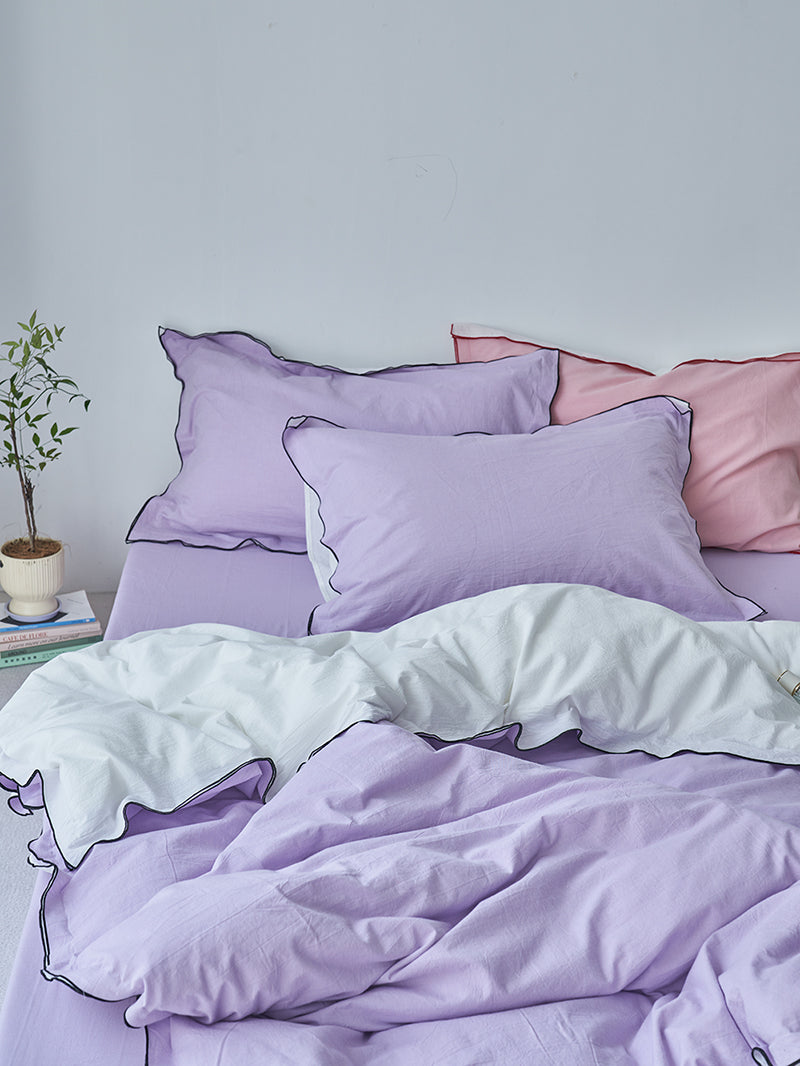 Rivelle Contrast-Trim Washed Cotton Duvet Cover original reference image 32