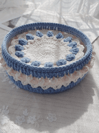 Rose Collection - Handmade Crochet Storage Basket - Blue