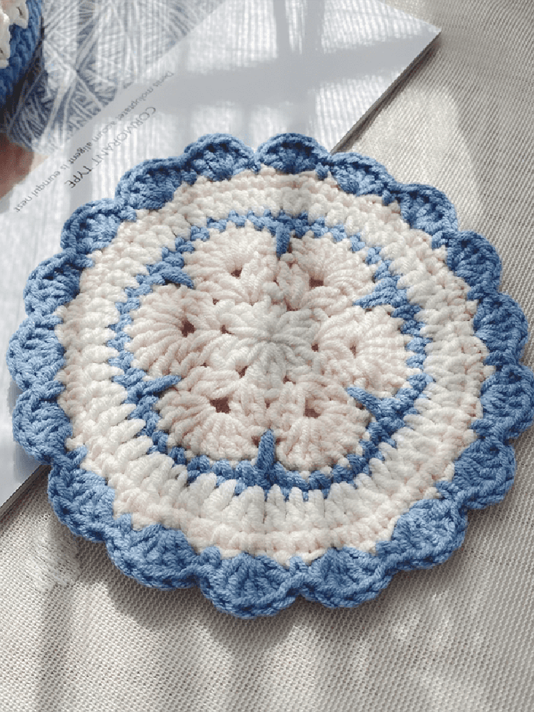 Rose Collection - Handmade Crochet Storage Basket - Blue