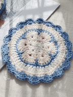 Rose Collection - Handmade Crochet Storage Basket - Blue