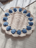 Rose Collection - Handmade Crochet Storage Basket - Blue