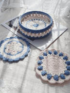 Rose Collection - Handmade Crochet Storage Basket - Blue
