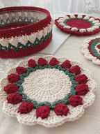 Rose Collection - Handmade Crochet Storage Basket - Burgundy