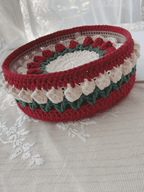 Rose Collection - Handmade Crochet Storage Basket - Burgundy