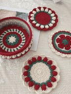 Rose Collection - Handmade Crochet Storage Basket - Burgundy