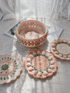 Rose Collection - Handmade Crochet Storage Basket - Coral Pink