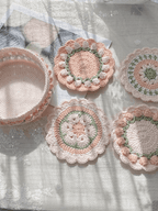 Rose Collection - Handmade Crochet Storage Basket - Coral Pink