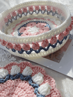Rose Collection - Handmade Crochet Storage Basket - Pink