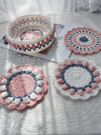 Rose Collection - Handmade Crochet Storage Basket - Pink