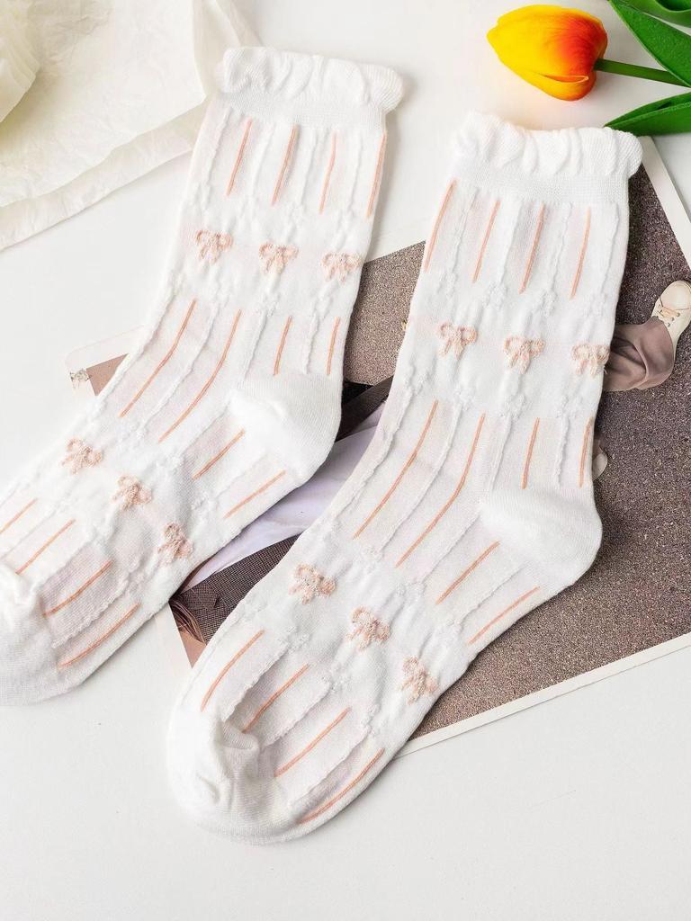 Ruffle Pink Bow Socks 5-pack