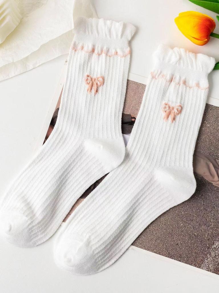 Ruffle Pink Bow Socks 5-pack