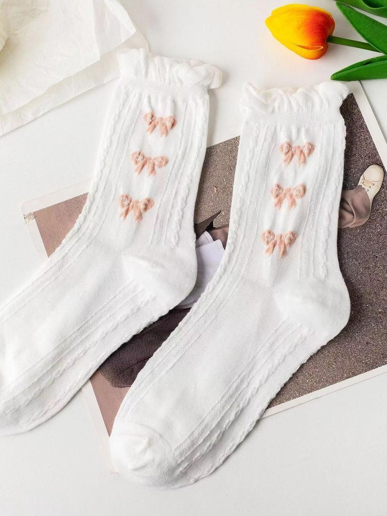 Ruffle Pink Bow Socks 5-pack