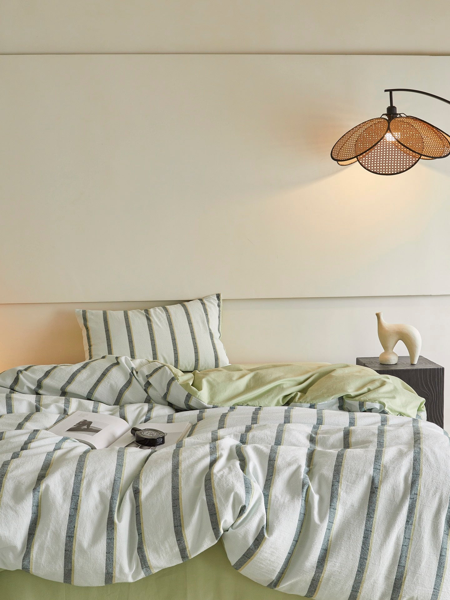 Sage Harbor Stripe Washed Cotton Duvet Cover original reference image 4