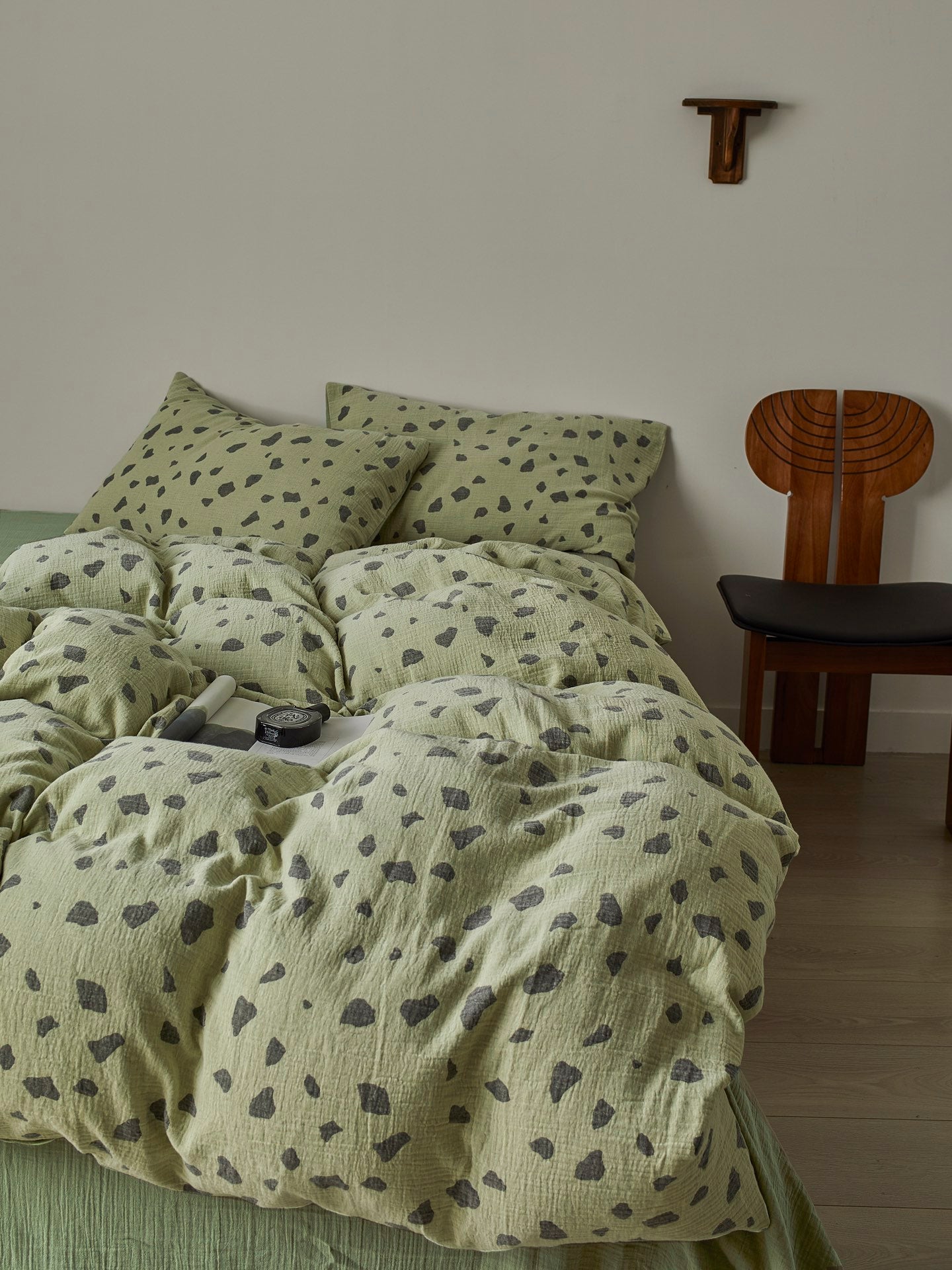 Sage Pebble Cotton Muslin Duvet Cover original reference image 8